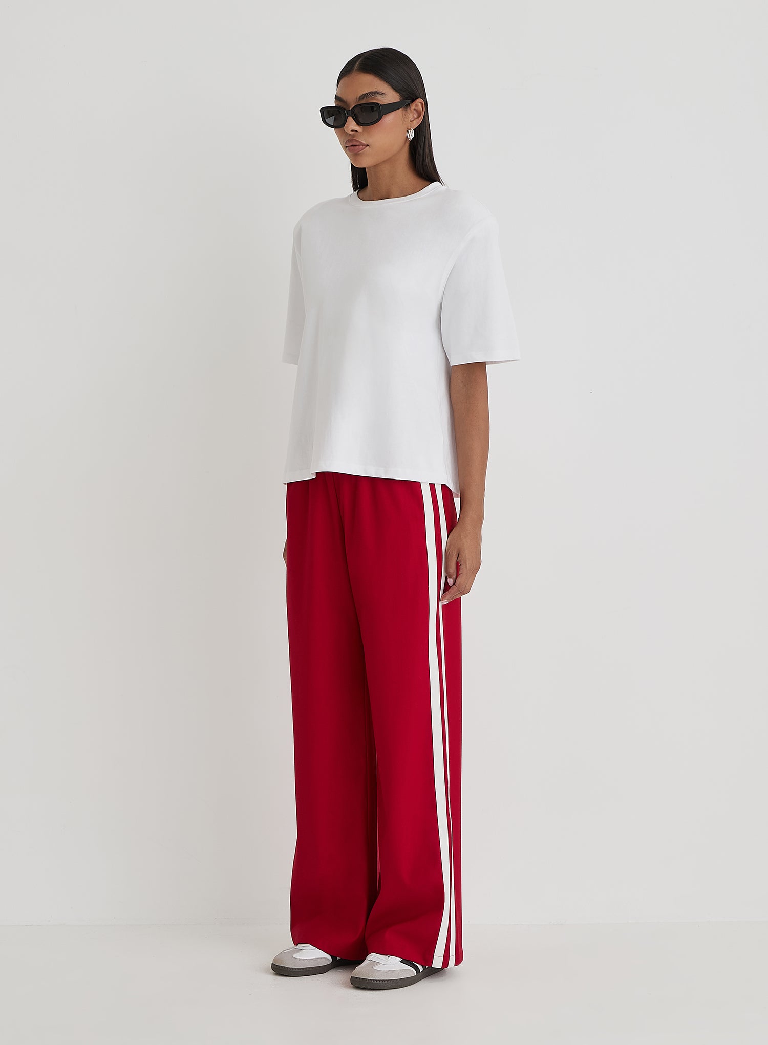 Red Side Stripe Wide Leg Trouser